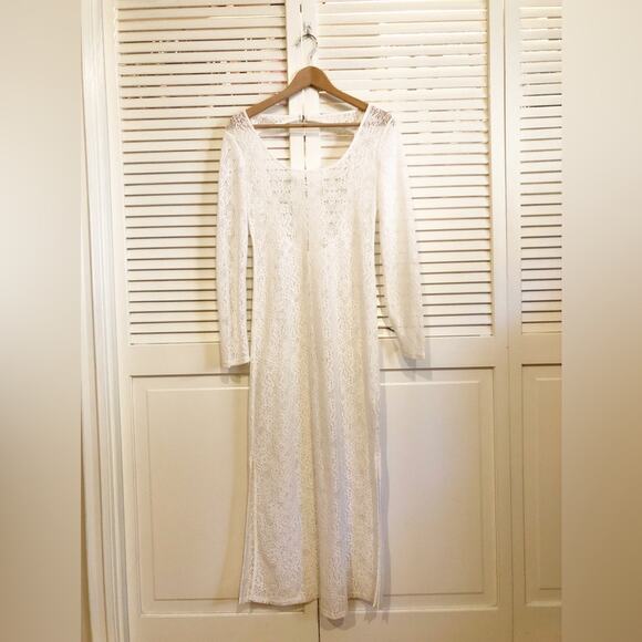 Anthropologie By Anthropologie White Floral Crochet Swim Cover or Maxi Dress - Picture 2 of 10